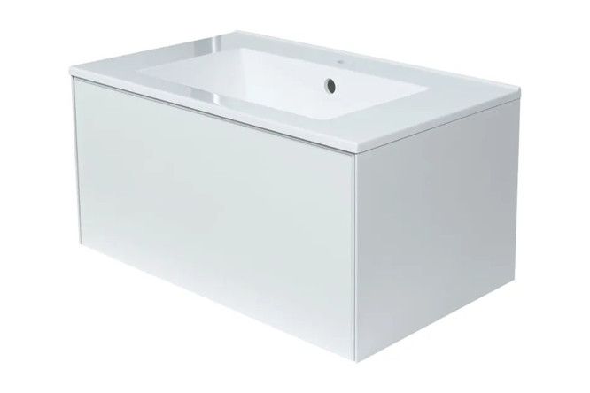 Изображение товара Подвесная тумба для ванной Parma с раковиной 77 см белая МДФ