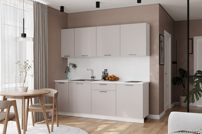 Кухонный гарнитур Тренд 220х217х60 см, цвет каркаса белый, фасада кашемир