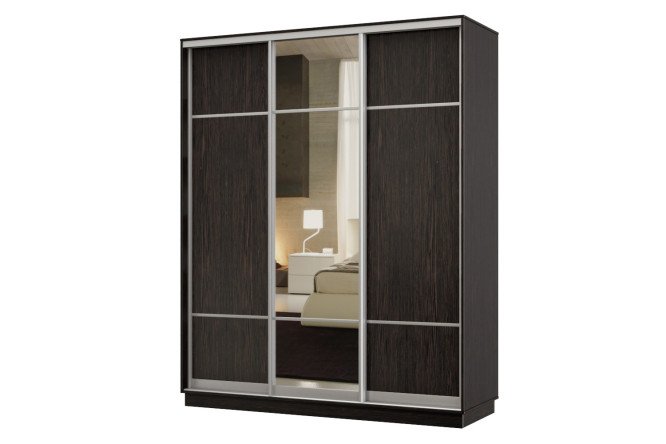 Изображение товара Шкаф-купе 3-дверный Практик 21 венге 180х220х45 см