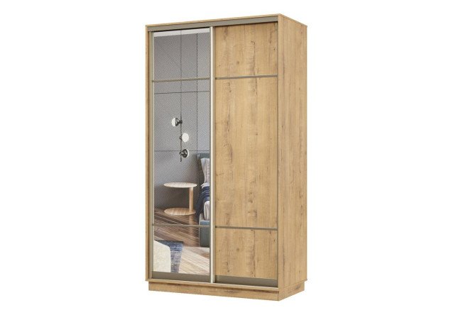 Изображение товара Шкаф-купе Практик двухдверный 120х240х45 см шампань ЛДСП зеркало