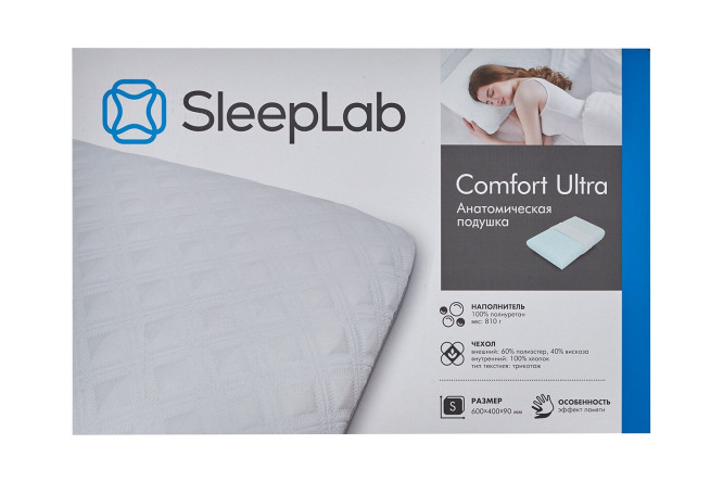 Фото 9 Анатомическая подушка SLEEPLAB Comfort Ultra 40х60 см, Пенополиуретан
