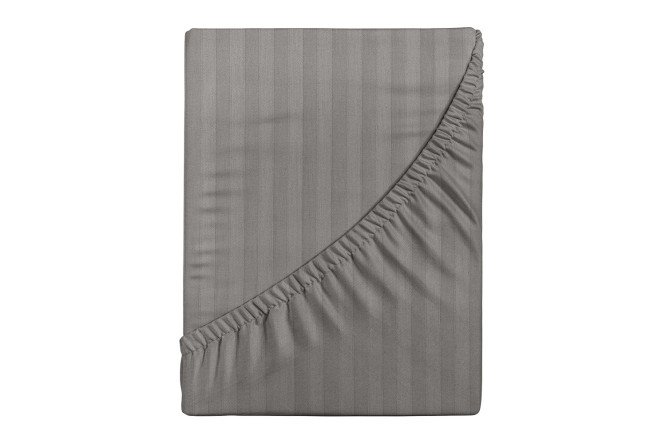 Простыня на резинке Stripe Premium Gray Страйп-сатин 140х200 см, До 22 см
