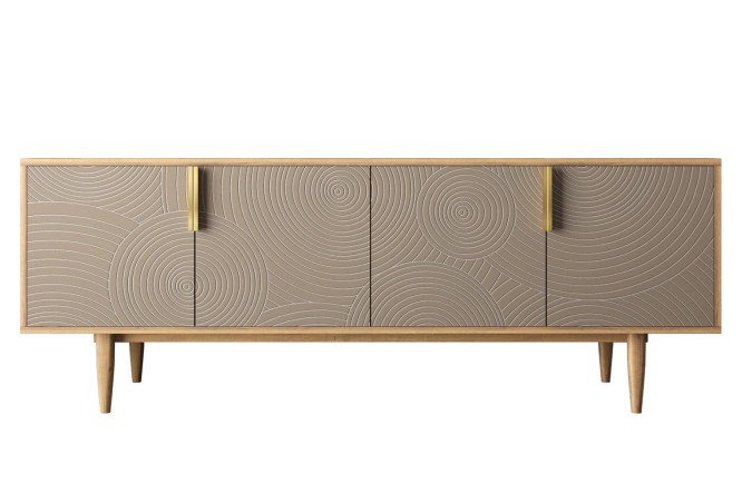 Изображение товара Комод под TV Line с 4 дверками бежевый и орех 164х64х45 см