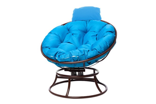 Изображение товара Кресло мини Папасан пружинка цвет каркаса коричневый, мягких элементов голубой