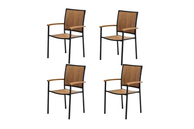 Изображение товара Комплект стульев London цвет каркаса тёмно-серый графит, натуральное дерево