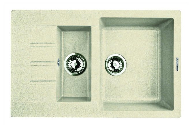 Изображение товара Врезная мойка с крылом LAVA D.2 CREMA 77.5х49.5х19 см из инженерного гранита