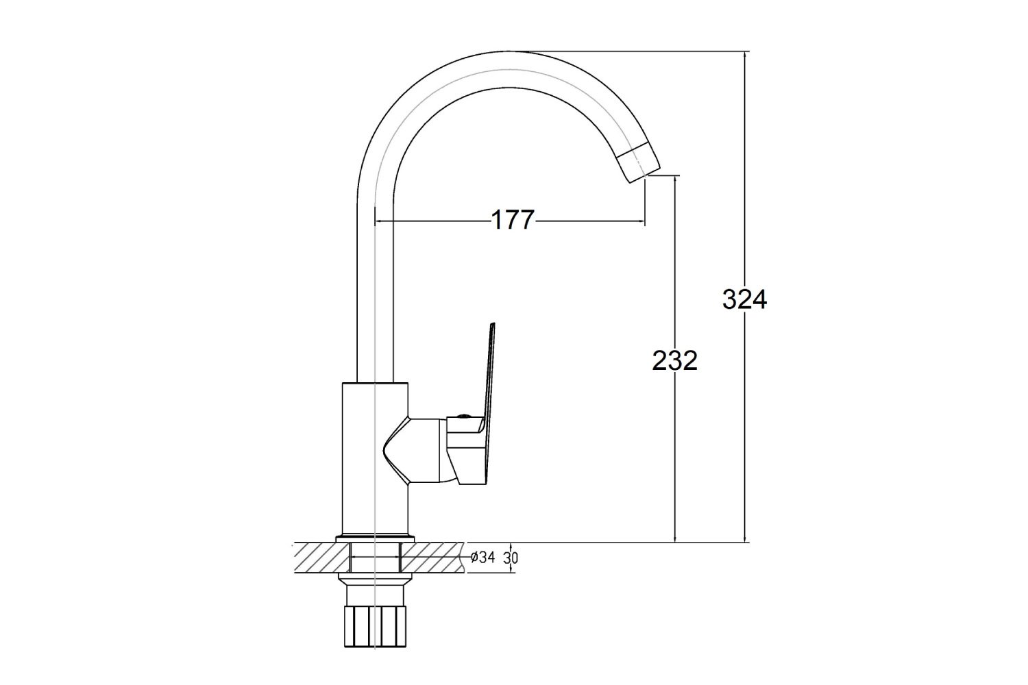 Смеситель для кухни AGGER Hf1011211 с С-образным поворотным изливом