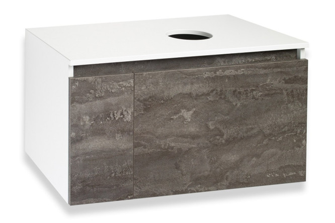 Изображение товара Тумба подвесная RUNO Бари 80 см белая с фасадом железный камень