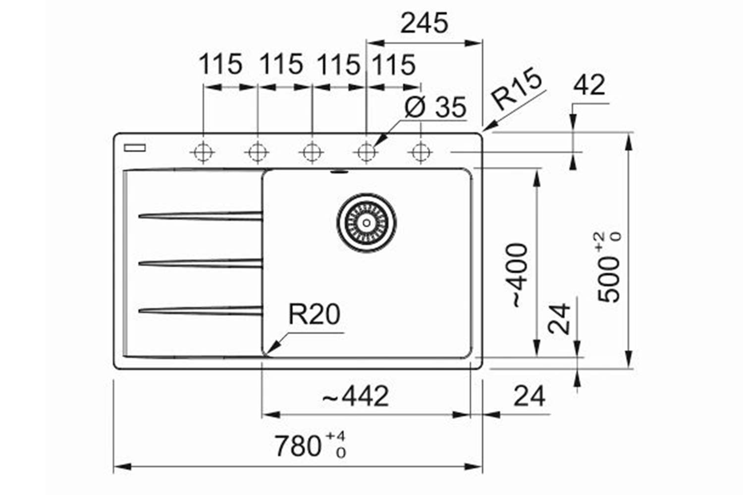 Мойка врезная FRANKE MARIS CNG 611/211-78 TL 114.0639.719 с крылом 78х50х20 см