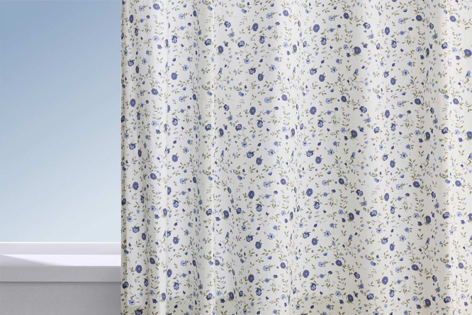 Изображение товара Штора HOFF Цветочный луг 145х300 см, 1 шт., цвет белый, синий, зелёный