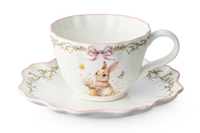 Изображение товара Чайная пара HOFF Кролик и цветы Фарфор