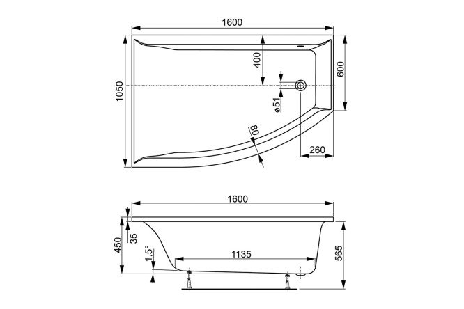 Фото 7 Ванна пристенная VAGNERPLAST Veronela Offset VPBA160VEA3LX-04 Left 160x105 см