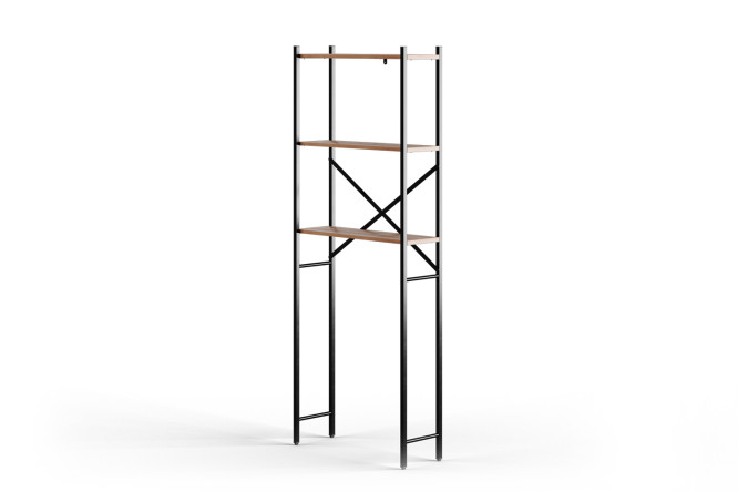 Изображение товара Стеллаж для ванной комнаты Gutta 69x180x25 см черный Эвок металл ЛДСП