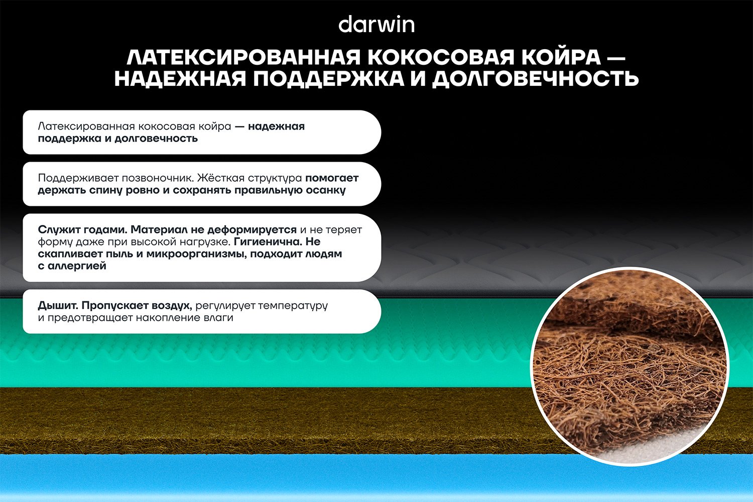 Матрас анатомический DARWIN Senses 80х190 см