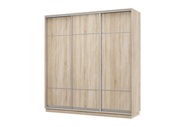 Изображение товара Шкаф-купе 3-дверный Практик 240х220х60 см дуб сонома серебро