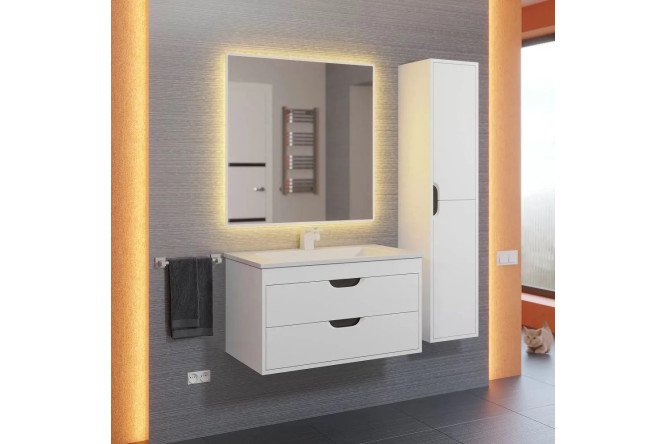 Изображение товара Ванный гарнитур Modul 80 белый графит современный дизайн и прочность