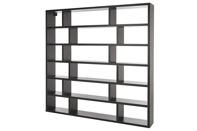 Изображение товара Стеллаж Калгари Wide из тамбурат, размеры 210х210х28 см, чёрное дерево