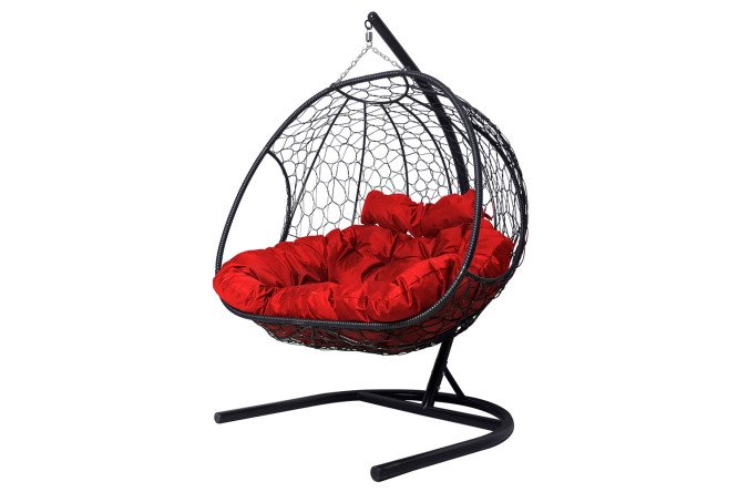 Изображение товара Кресло подвесное Добрыня черного цвета с большой корзиной 133x117x75 см
