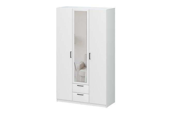 Изображение товара 3-дверный шкаф Капри из ЛДСП с зеркальными вставками 120x209 см