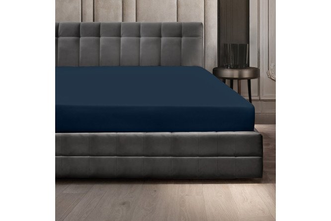 Простыня на резинке Twilight blue Сатин