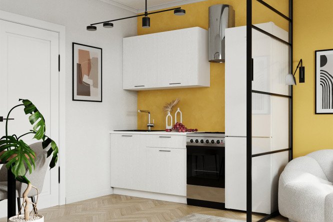 Изображение товара Кухонный гарнитур Лирика 120х217х60 см белый каркас уайт фасад