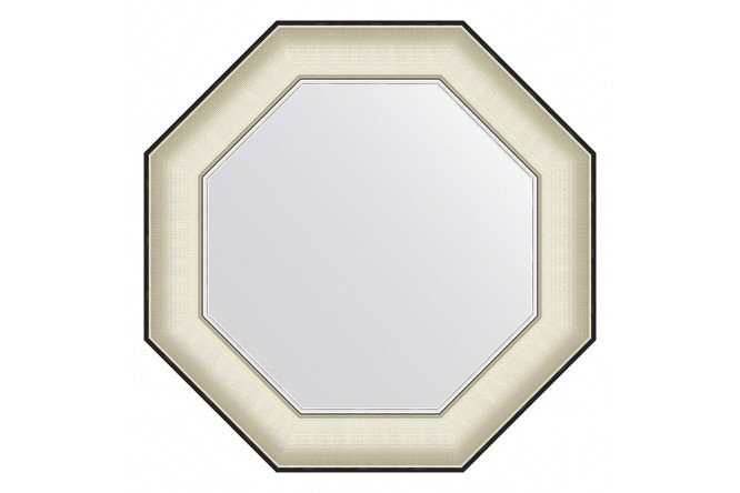 Изображение товара Настенное зеркало в багетной раме EVOFORM Octagon BY 7439 54х54 см белая кожа с хромом