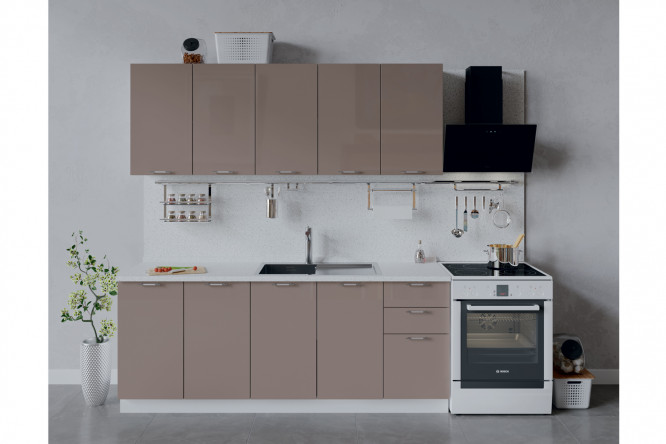 Изображение товара Кухонный гарнитур Весна 200х213.2х47.8 см, цвет каркаса белый, фасада кофе с молоком