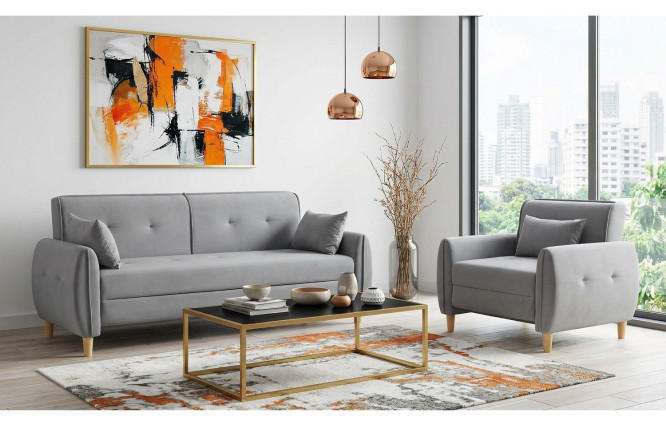 Изображение товара Комплект мебельный диван и кресло-кровать Белла серый