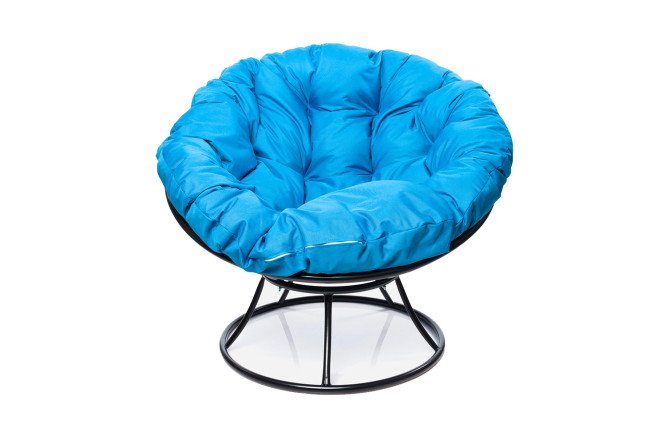 Изображение товара Кресло Папасан с чёрным каркасом и голубыми элементами