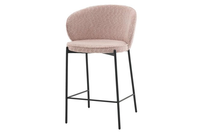 Стул барный Stool Group Тисдейл 56х94.5х56 см, цвет обивки розово-персиковый, ножек чёрный