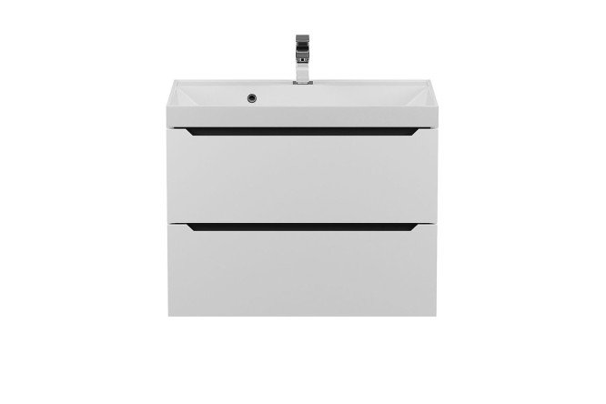 Изображение товара Подвесная тумба для ванной Tanos 70 см с раковиной белый матовый и графит