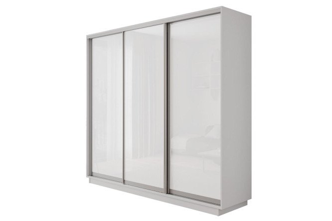 Изображение товара Шкаф-купе 3-дверный Оптима 180х220х60,1 см белый снег с белыми стеклом