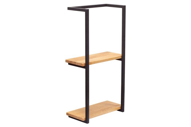 Изображение товара Полка навесная Twin из стали и дуба, 42x80x20 см, черная