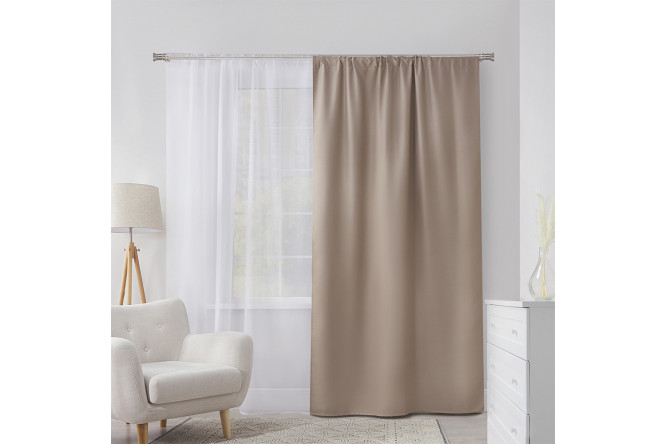 Изображение товара Штора MICASA Harper 145х260 см бежевый блокирующая свет ткань универсальная лента