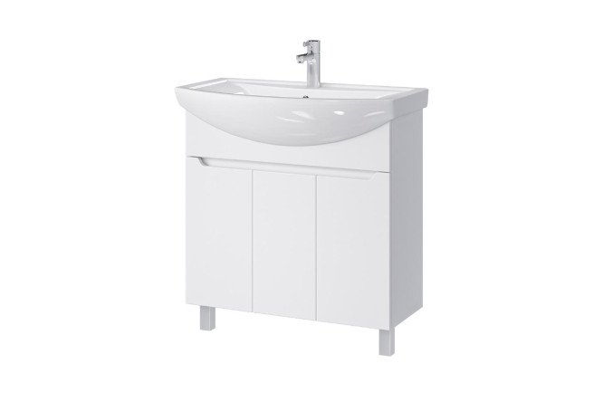 Изображение товара Напольная тумба для ванной Sanstar Лайн 133.1-1.5.1 белая с размерами 77,2 см