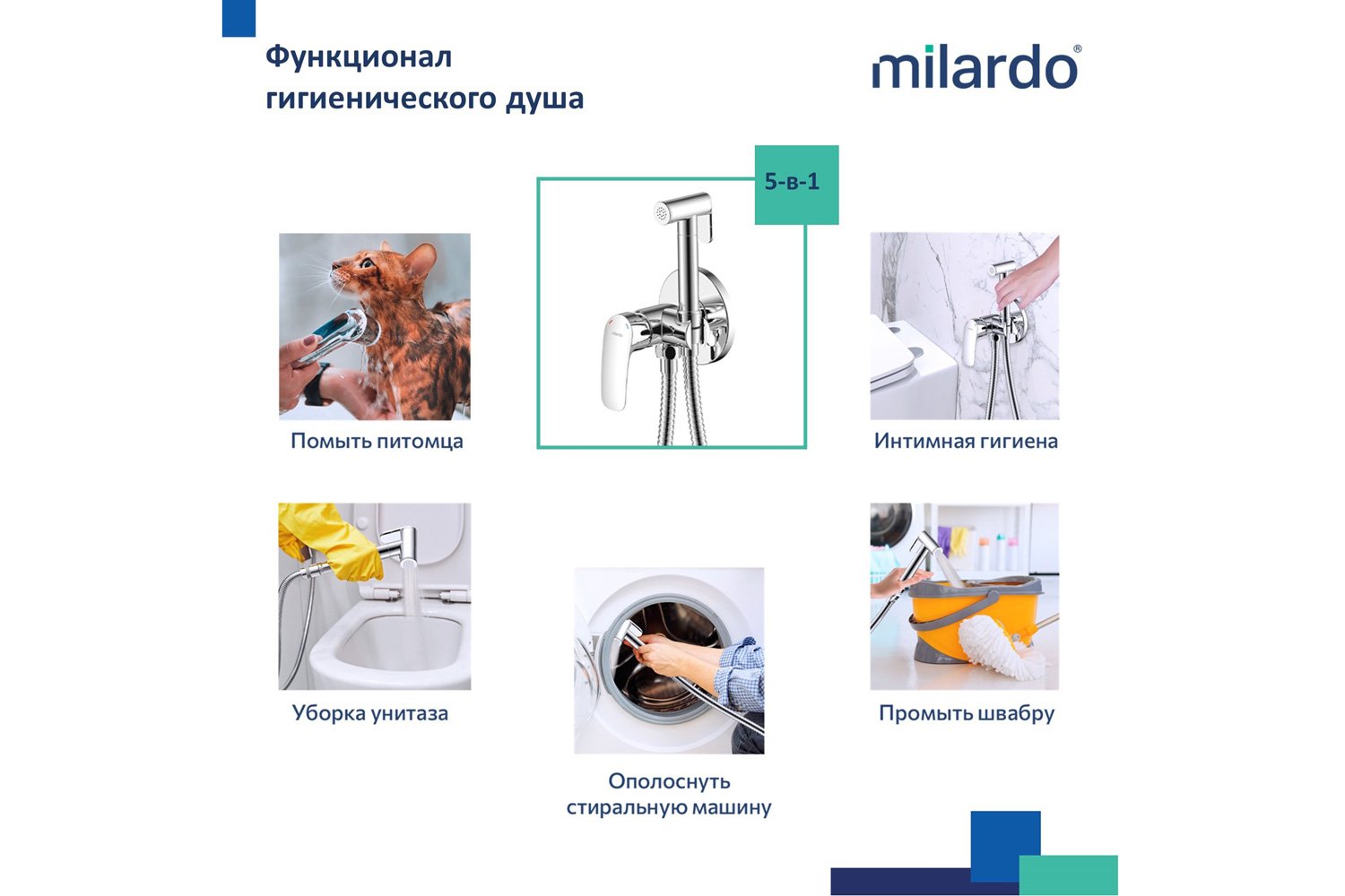 Смеситель встраиваемый с гигиеническим душем MILARDO Pora RORSBR0M08