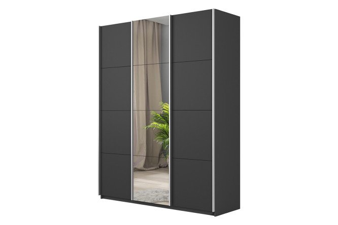 Изображение товара Шкаф-купе 3-дверный Cors 180х230 см, серый диамант, с одним зеркалом