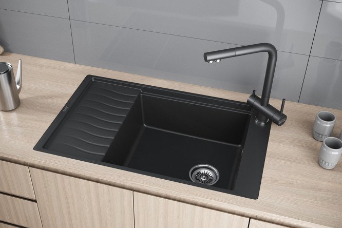 Мойка врезная KuchenSTERN Ku-Granit BRETT 60 111AN10 с крылом 78х50х19 см