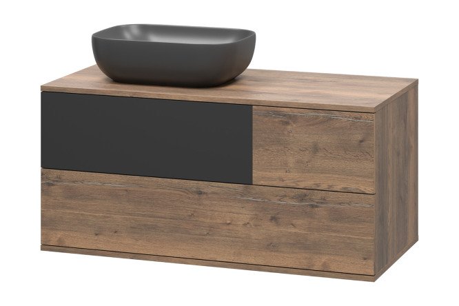 Изображение товара Тумба подвесная Коломбо 100 П-Кол-01100-074ПЛ левая с 2 ящиками 100 см, цвет каркаса дуб Галифакс, фасада дуб галифакс, графит