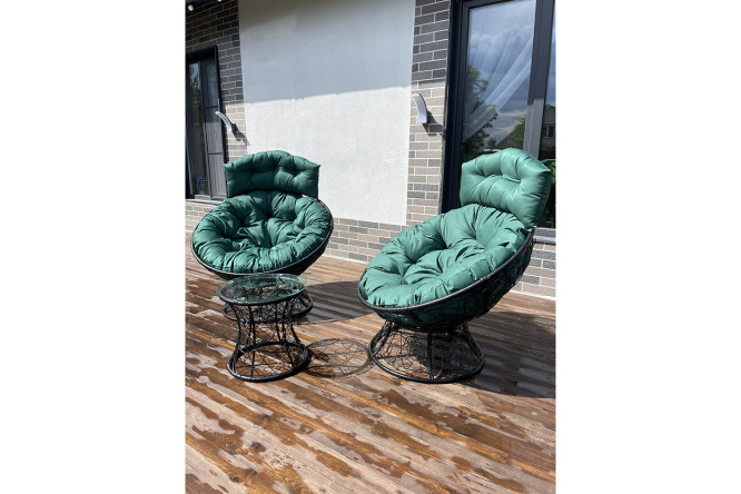 Изображение товара Набор садовой мебели Папасан Плюс черный и зелёный 2 шт.