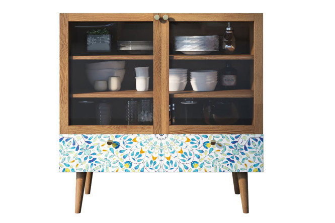 Изображение товара Низкий буфет Berber с дизайном Print_46 размеры 90х90х45 см коричневый