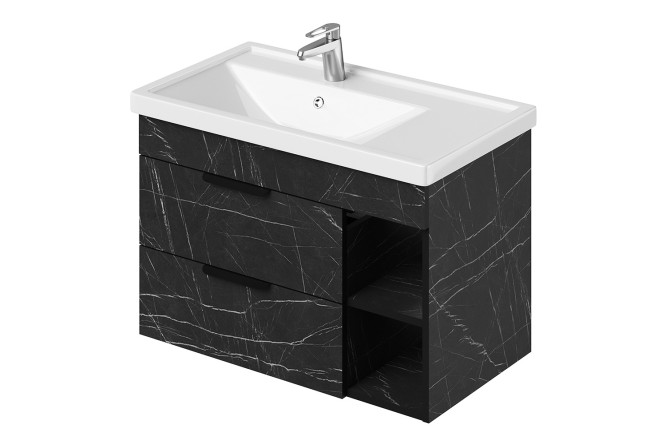 Изображение товара Тумба подвесная Alta 80 81 см, цвет каркаса камень пьетра гриджиа чёрный, фасада камень пьетра гриджиа чёрный