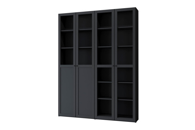 Изображение товара Книжный шкаф Харрис с комбинированными дверцами МДФ стекло ЛДСП