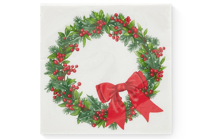 Изображение товара Салфетки трёхслойные HOFF Wreath with a bow 24х24 см, 25 шт.