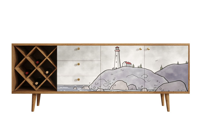 Изображение товара Комод удлинённый Berber с бутылочницей стильный и вместительный