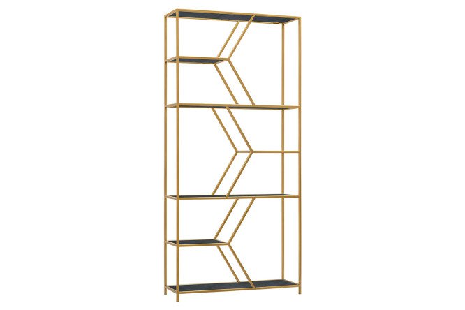 Изображение товара Стеллаж Malta металл и керамика золотой антрацит 90х192х30 см