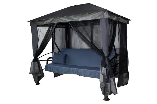 Изображение товара Садовые качели 4-местные Монреаль цвет каркаса серый, тента графит