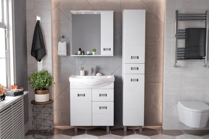 Изображение товара Ванный гарнитур Балтика-Квадро правый цвет каркаса белый, фасада белый