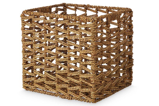 Изображение товара Корзина с ручками 32x30x28 см из тростника и металла бежевый