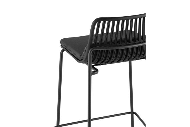 Стул барный с подушкой Stool Group Лоуран 49х100х49 см, цвет обивки чёрный, сидушки чёрный